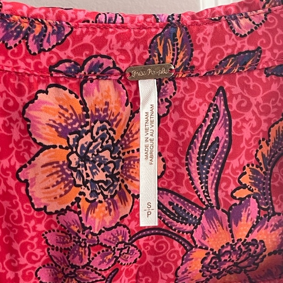 FREE PEOPLE I Got You Printed Top Floral Red Long-Sleeve Dress {$98} Small - Picture 7 of 8